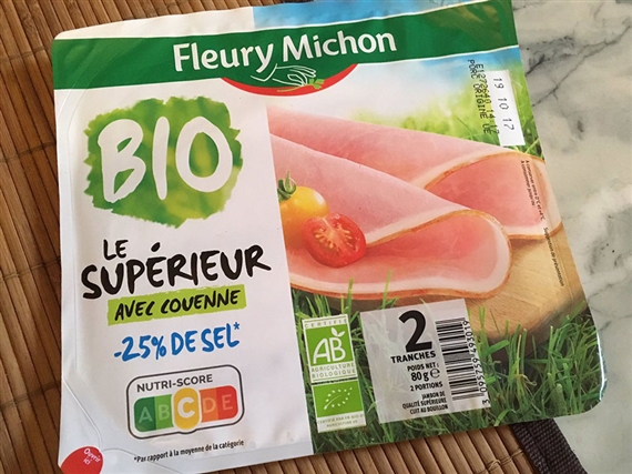 Der Lebensmittelgigant Danone hat seine Version einer Lebensmittel-Ampel namens «Nutri-Score» bereits umgesetzt: Dieser Schinken ist zwar Bio, erhält aus ernährungstechnischer Sicht aber trotzdem nur ein C. (Bild Foodaktuell)