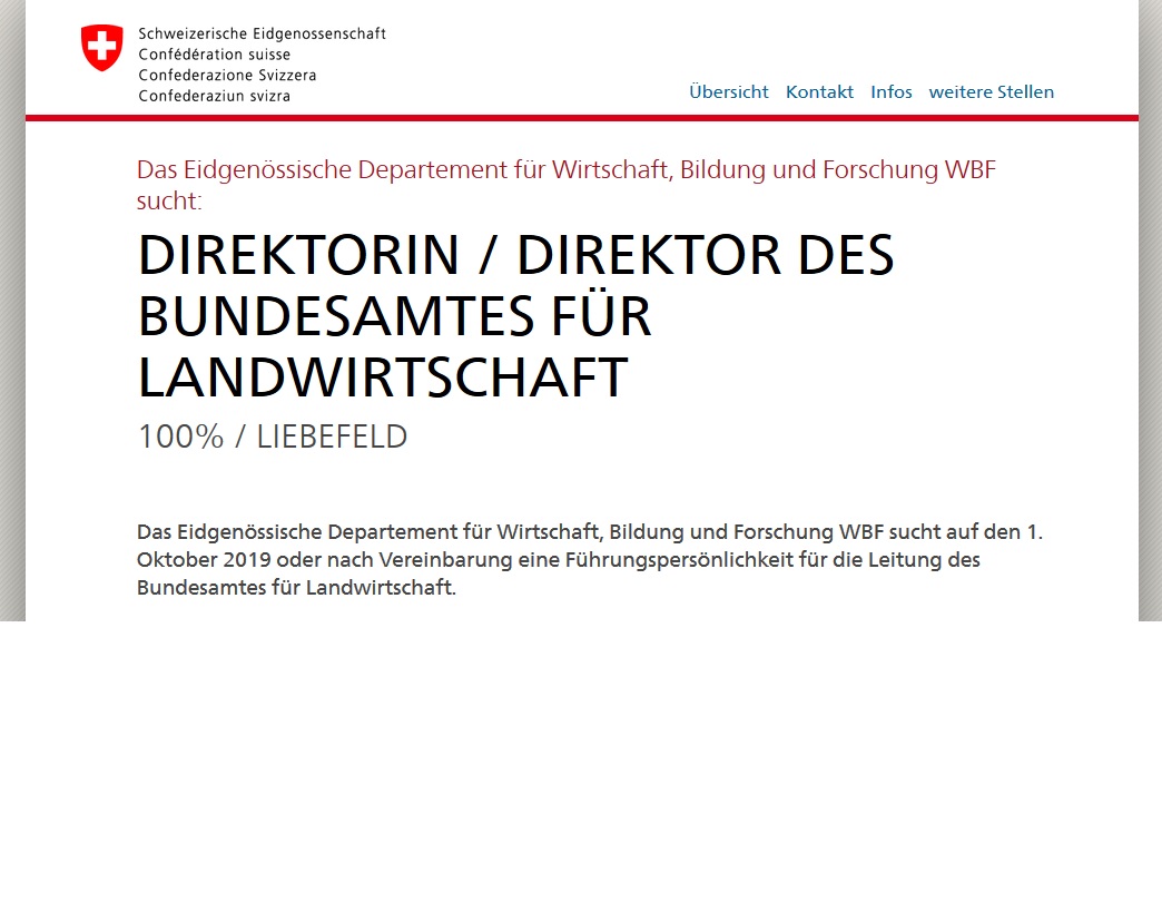 Lieber spät als nie: BLW-Direktorenstelle ausgeschrieben