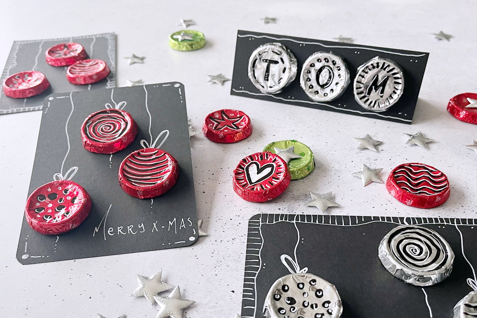 Schoggisüsse Weihnachtskarten, Geschenkanhänger und Tischkarten selber machen