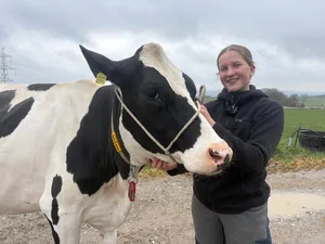 Tansania ist die Lieblingskuh von Michelle Fahrni auf dem Lehrbetrieb. Wenn die 20-Jährige einstreut, ist die Holsteinkuh meist sofort zur Stelle.
