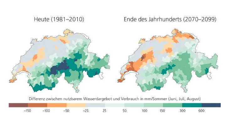 83f67e44ce3cecb5494aaae23bc4f74639028e0d Gurndwasser werde es auch in Zukunft in der Schweiz viel geben. Aber regionale Wasserknappheiten drohen und machen es nötig, sich an das neue Wasserregime anzupassen. (Karten Hydro-CH2018)