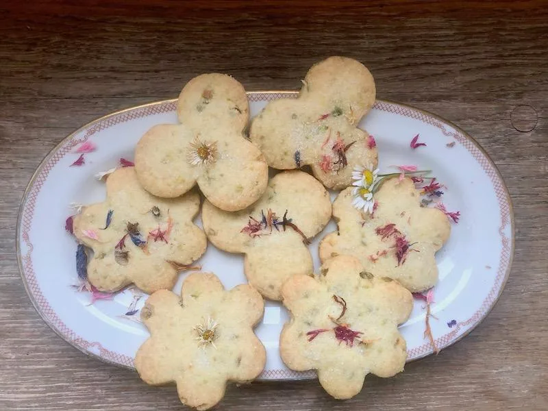 Wer nicht warten mag bis Weihnachten: Guetzli mit Blumen als Sommergebäck. (Bilder Esther Thalmann)