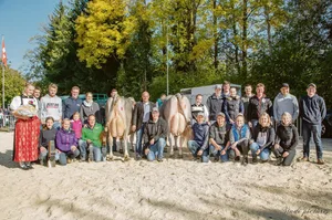 Grosses Abschlussbild mit der Grand Champion Jongleur Silvana von Franz und Pascal Felder und Koni Pfulg (rechts) sowie der Vize, Schaulegende Collection Corella von Beni Schmid.