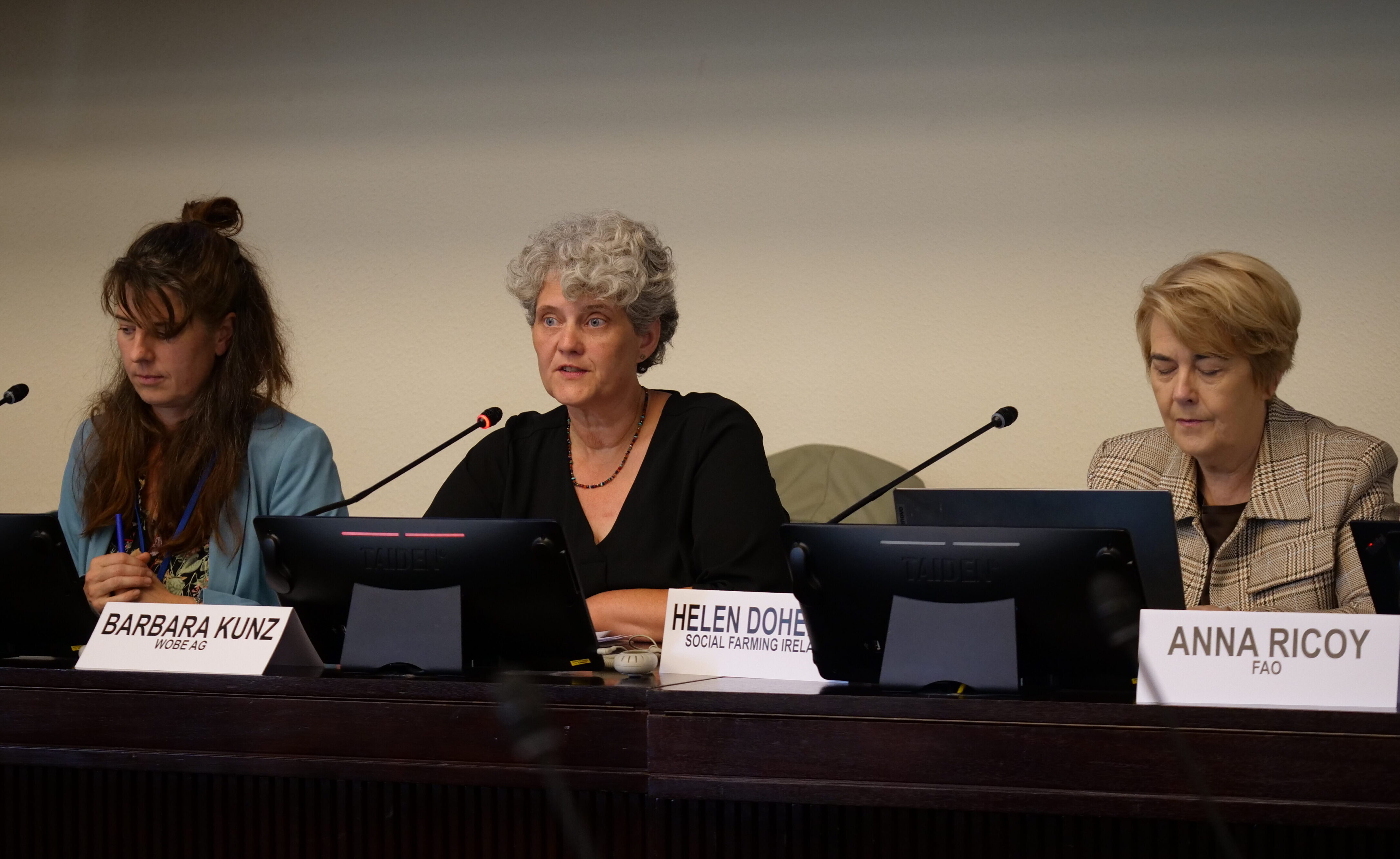 Die Bäuerin Barbara Kunz betonte im Palais des Nations in Genf, wie wichtig die Arbeit von Bäuerinnen ist.