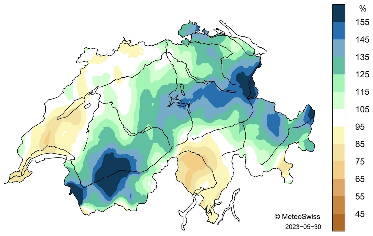 karte_meteo_schweiz So nass war der Frühling 2023 wirklich