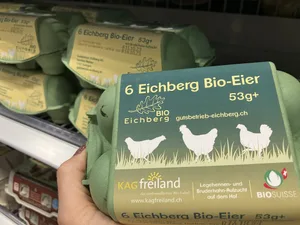Neu sind in den Regalen einzelner Coop-Filialen im Kanton Aargau die KAG Freiland Eier des Gutsbetriebes Eichberg aus dem aargauischen Seengen zu finden.