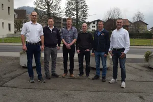 Der neue Vorstand (v.l.): Christian Beeler, Michael Bless, Remo Fässler, Felix Zäch, Martin Gasenzer und der neue Präsident Hans-Jörg Meier.