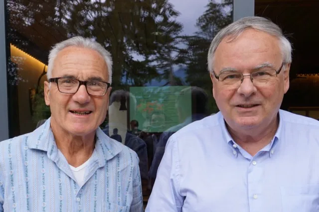 Der Gastgeber Frédéric Sottas mit Ehrengast Nationalrat Jean-François Rime (SVP/FR). (Bild zVg)
