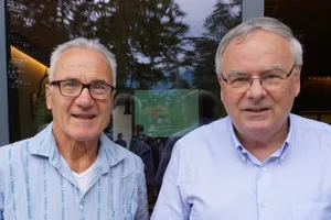 Der Gastgeber Frédéric Sottas mit Ehrengast Nationalrat Jean-François Rime (SVP/FR). (Bild zVg)