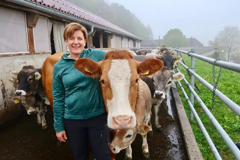 1e399656067956e395b6be73dc1e5adceab4d3f6 Kathrin Niemetz mit ihrem Liebling «Frau Stucki», einer F1-Limousin-Kuh. Sonst besteht ihre Mutterkuhherde aus Grauvieh, das sie zum grössten Teil selber gezüchtet hat. (Bilder Esther Thalmann)