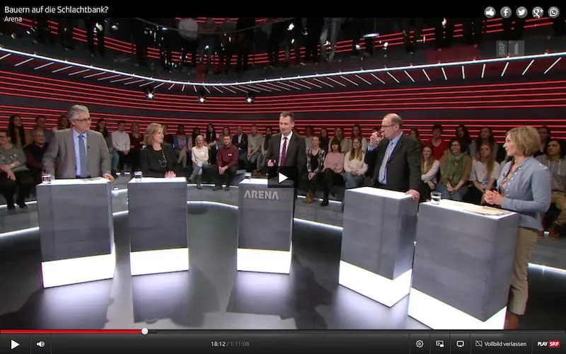 d83067e302efaa9f606258138e59d1f978d6b946 In der Sendung Arena zum Thema Freihandel ging es heiss zu und her. (Bild Printscreen SRF1)