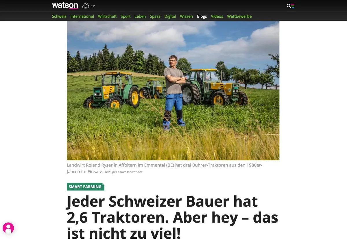 b3908a0fcd0f9c48438210a8a78c44496d874327 Neuer Landwirtschafts-Blog «Smart Farming» im Newsportal watson.ch