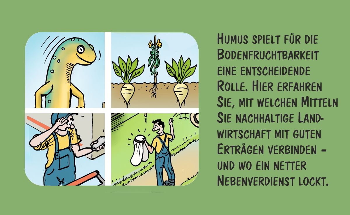 Cartoon von Marco Ratschiller/Karma: Ein Nebenverdienst dank Bodenfruchtbarkeit