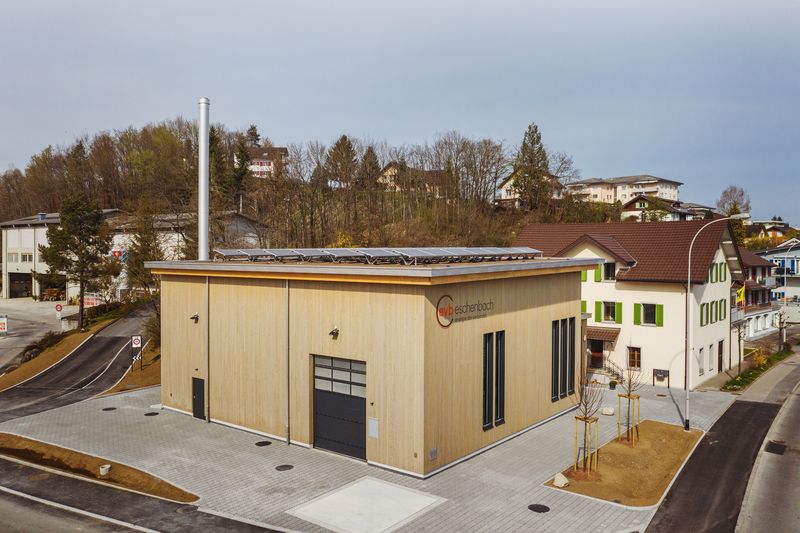 Die neue Heizzentrale von Eschenbach LU wurde mit dem «Label Schweizer Holz» ausgezeichnet. (Bild zVg)