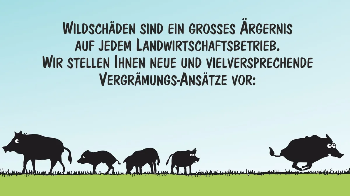 d784abc6b71504234f3d1f08f7e7f6d7a631c0be Neue Vergrämungstaktiken gegen Wildschäden. Cartoons von Marco Ratschiller / Karma für «die grüne»
