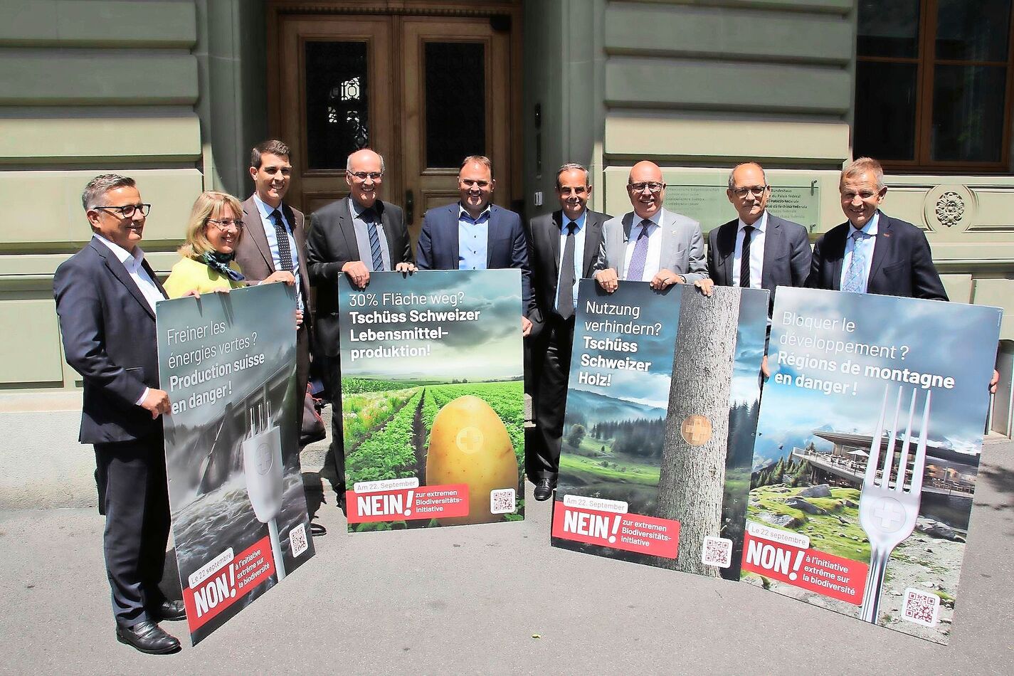 Markus Ritter, Marcel Dettling, Gerhard Pfister, Fabio Regazzi, Daniel Fässler und Erich von Siebenthal (v. l. n. r.) erläuterten ihre Argumente.