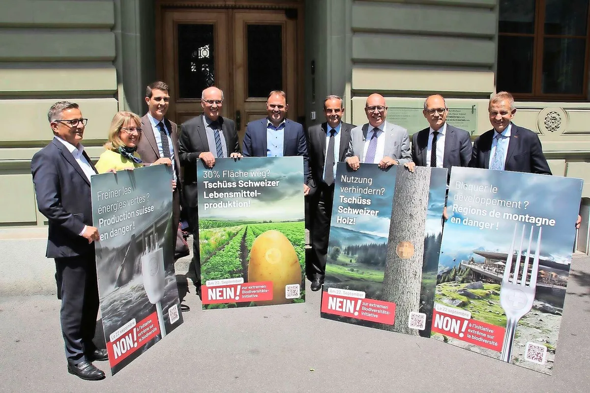 Markus Ritter, Marcel Dettling, Gerhard Pfister, Fabio Regazzi, Daniel Fässler und Erich von Siebenthal (v. l. n. r.) erläuterten ihre Argumente.