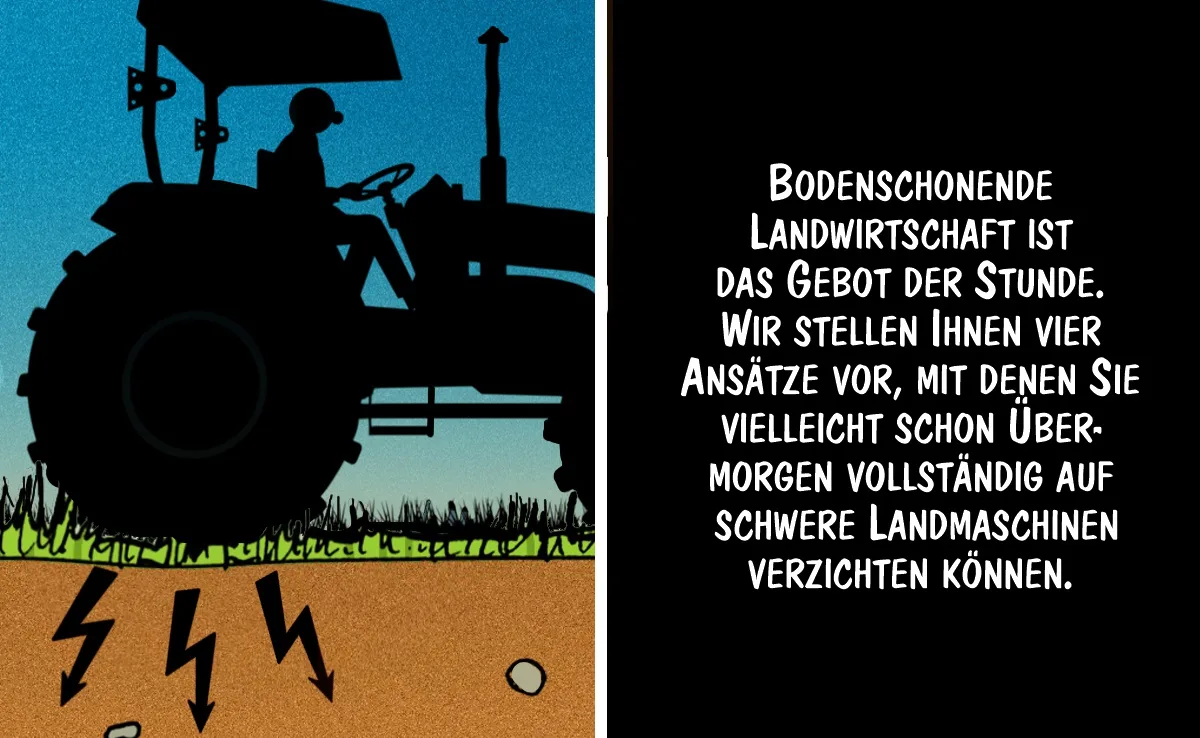 01_Februar Cartoon von Marco Ratschiller/Karma: Ideen zur Bodenschonung