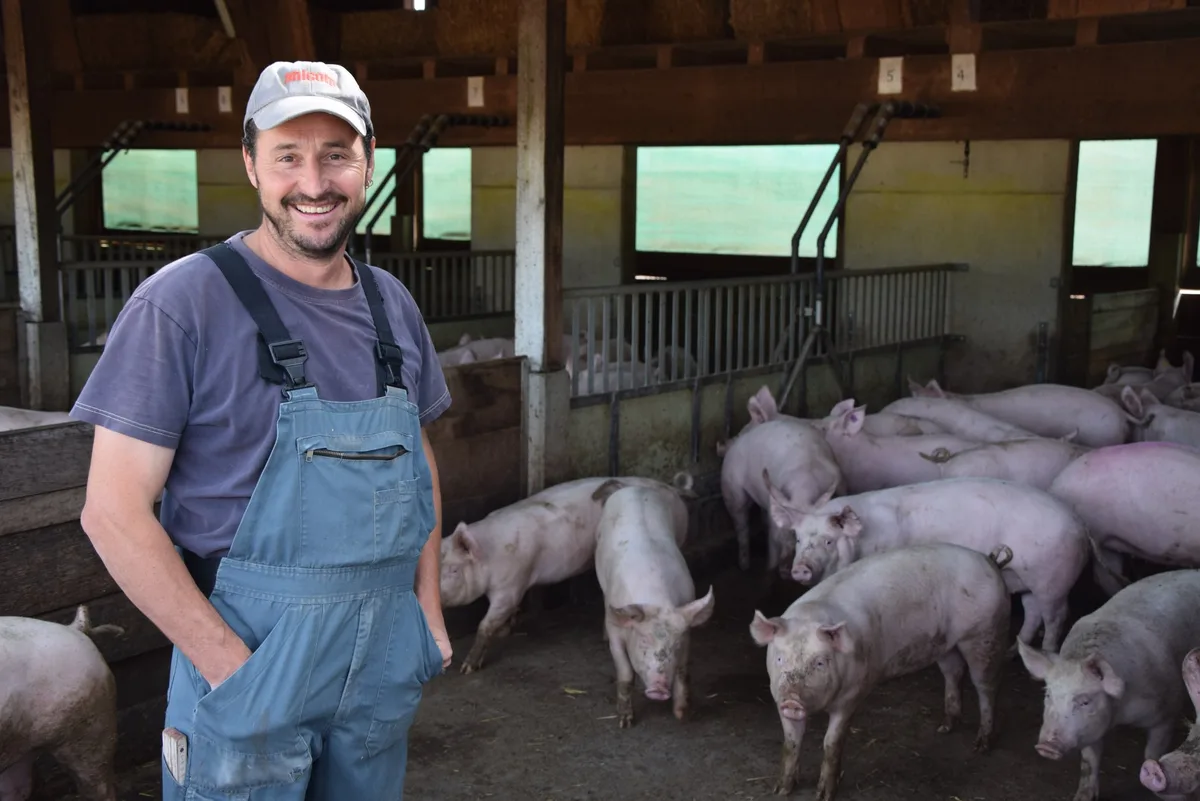 26adcaebb60ff1cd2c40762f38596b4f824f4b78 Samuel Bütikofer ist Schweinebauer in Kleinbösingen FR. Er setzt das Produkt Kopros der Firma Bioma erst seit wenigen Monaten ein und ist voll zufrieden. (Bilder Katrin Erfurt)
