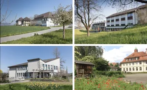 Diese vier Inforama-Standorte sollen mittelfristig geschlossen werden: Waldhof in Langenthal, (oben links), Emmental in Bärau (oben rechts), Oeschberg in Koppigen (unten links) und Schwand in Münsingen (unten rechts).