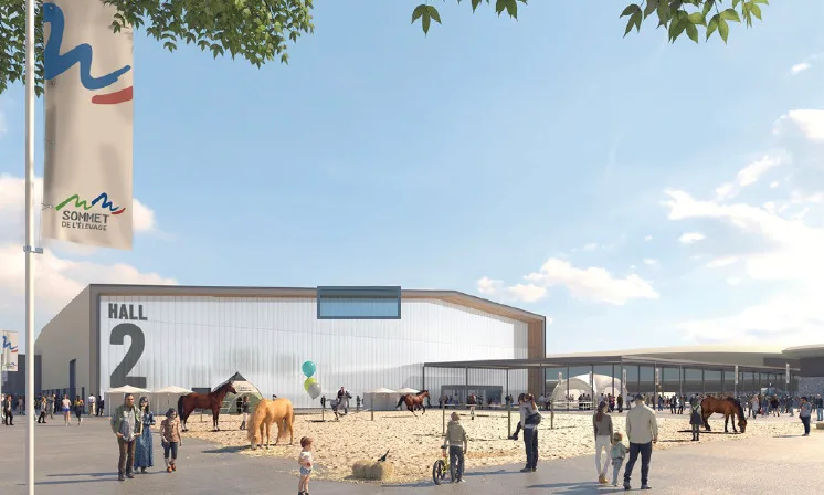 253875d08d47ce59169ccf3c3e5200c6526caa23 Die neue Halle 2 wird am 5. Oktober nach einjähriger Bauzeit und Investitionen in der Höhe von 20 Millionen Euro eröffnet. (Bild Sommet de l'Élevage)