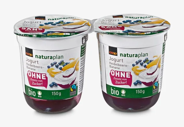 1de52d410a9a405771c7f7bcf336fcf15d0a4671 Eine der ersten Geschmacksrichtungen der zuckerfreien Bio-Joghurts: Heidelbeere-Banane. (Bild Coop)