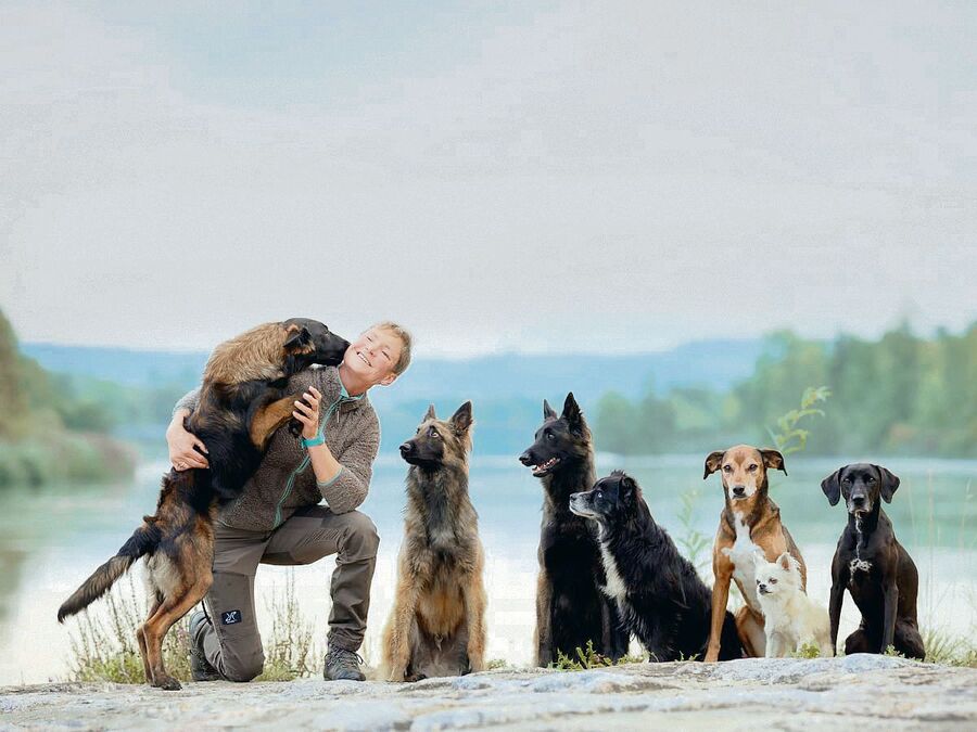 Hundetrainerin Selina Gloor mit einigen ihrer Schützlinge. Auch Hofhunde-Halterinnen und -Halter sind regelmässig in ihren Kursen.