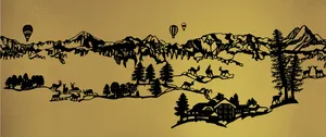 Das Sujet auf dem Jubiläums-Heissluftballon ist im Scherenschnitt-Design.