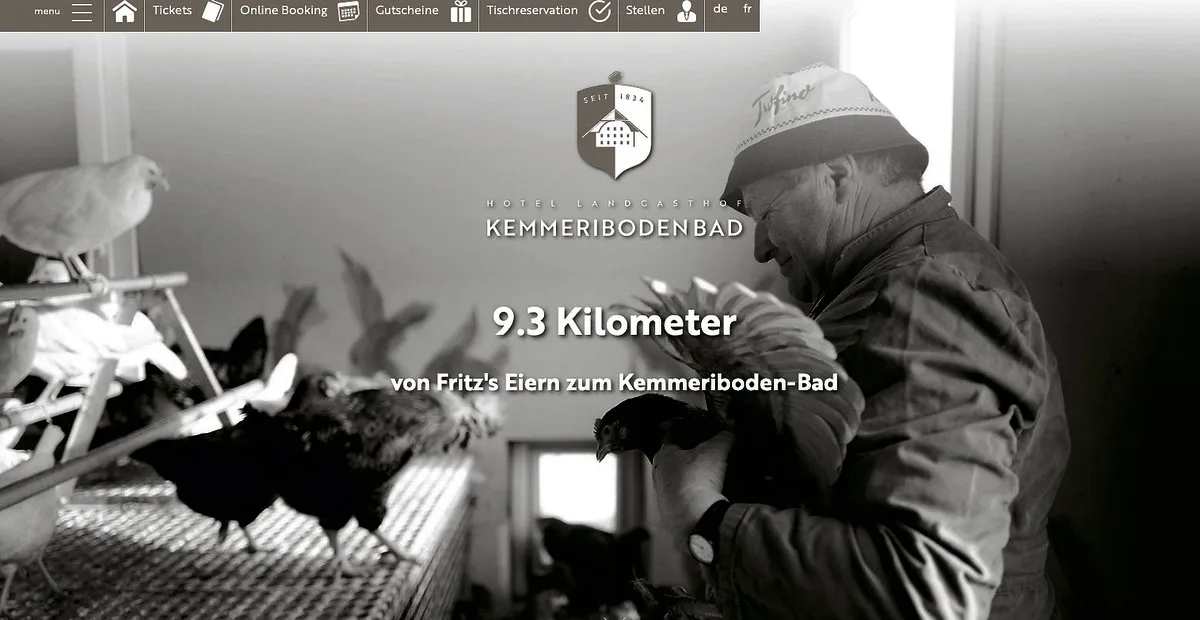 18fc0235381f805bf81a9d168492981a4220edb3 Normalerweise liefert Fritz Stettler die Eier seiner Hennen in das Kemmeriboden-Bad. Doch wegen Corona ist das geschlossen und so gehen die Eier nun andere Wege.(Screenshot Webseite Kemmeriboden-Bad)