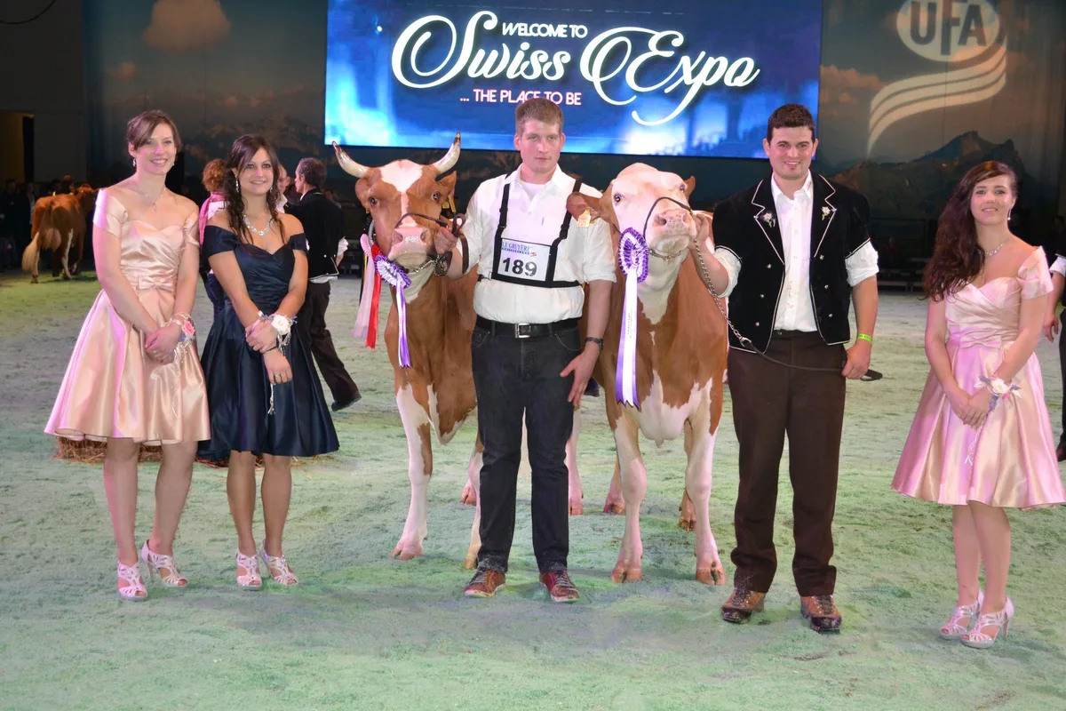 56084756b0278b521e37981357870f1f7bf76120 Champion (rechts): Famber Vinos Fortuna, Christian und Ueli Berger, Aeschi Reserve Champion: Alfredo Somalia, Michael Steffen, Ortschwaben