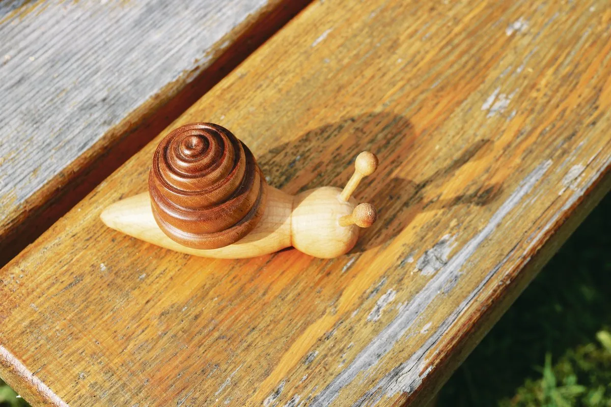 d4d9e5990bef86d194d441556cc95641d3f88cf2 Das grosse in den kleinen Dingen: Die kleine Schnecke ist eines der liebsten Arbeitsstücke der Holzkünstlerin. Der Schatten in Form eines Herzens gibt es als Bonus dazu.(Bilder Benildis Bentolila)