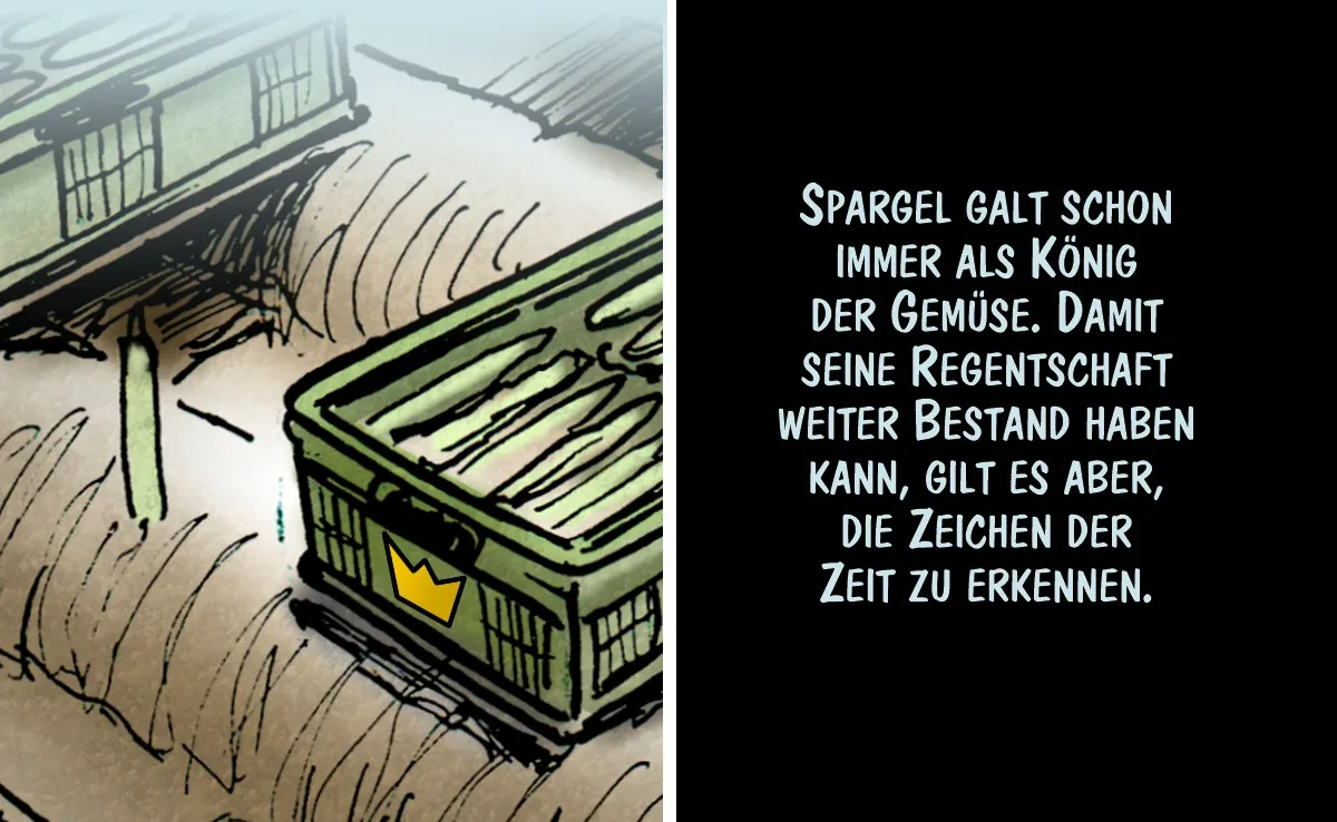 DG_22-06_SchlussStrich_01-karma Die Regentschaft von König Spargel sichern: Cartoon von Marco Ratschiller/Karma