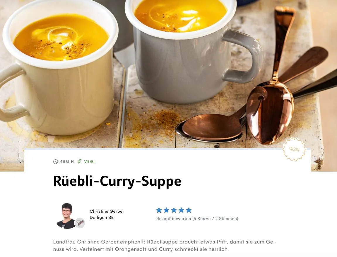 Unter den über 8000 Rezepten von Swissmilk gibt es neu auch Landfrauenrezepte. (Bild Screenshot swissmilk.ch)