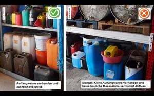 Pflanzenschutzmittel müssen mit einer ausreichend grossen Auffangwanne gelagert werden. (Bilder Agridea)