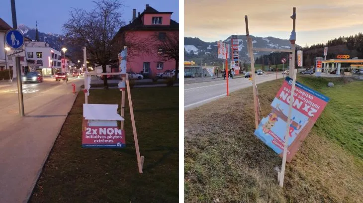 24415376d366a4df80985438334fd7948e62bd6d Diverse Wahlplakate wurden mutwillig zerstört. (Bilder FBV)