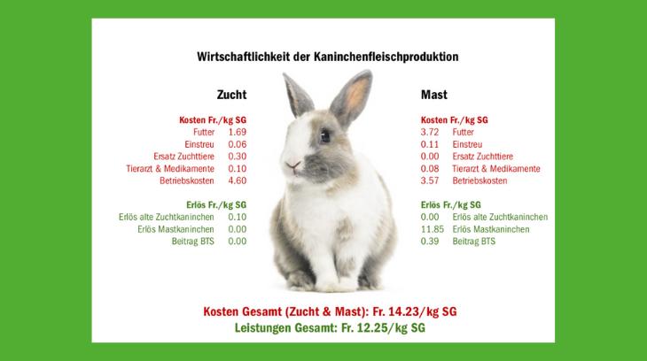 Die Produktion von Kaninchenfleisch ist ein Verlustgeschäft. (Grafik dr/Quellen Agroscope, Agristat)