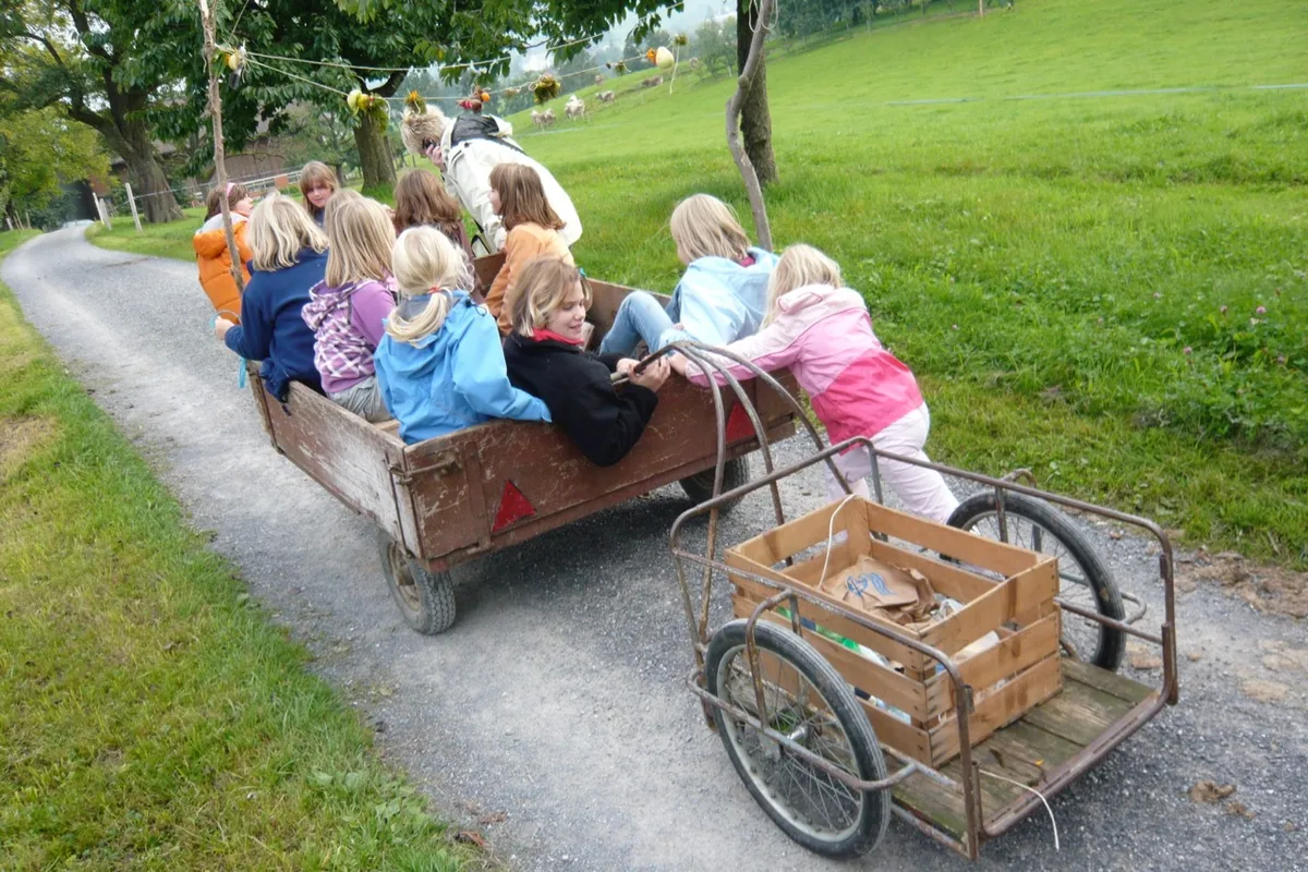 f0a6449a1742b761eb280ff64e565a54123838e9 Die meisten Kinder sind gerne auf einem Bauernhof: Entsprechend viele Angebote gibt es für die junge Kundschaft. (Bild Martin Blum)