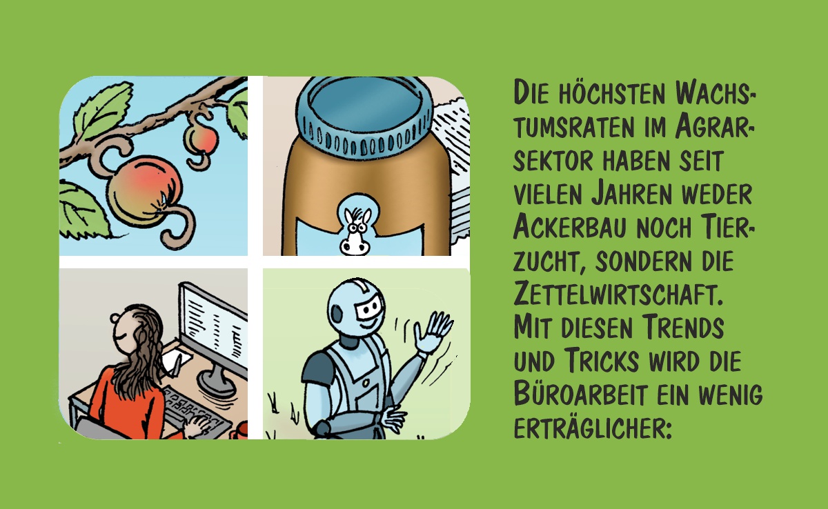 Cartoon von Marco Ratschiller/Karma: So wird Büroarbeit erträglicher