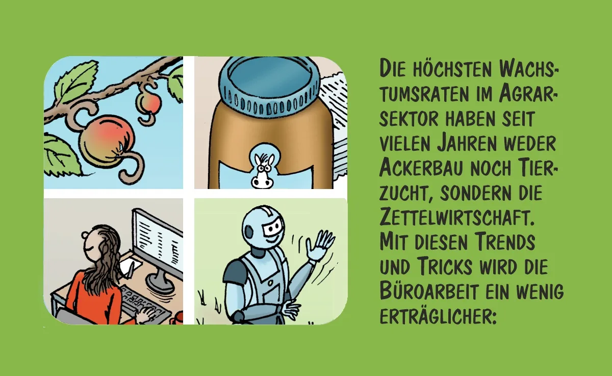 00_Dezember Cartoon von Marco Ratschiller/Karma: So wird Büroarbeit erträglicher