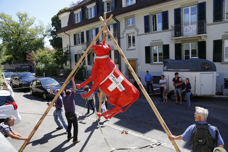 Uniterre macht immer wieder mit Aktionen auf sich aufmerksam. Hier an einer Milch-Demo im Sommer 2017. (Bild ji)