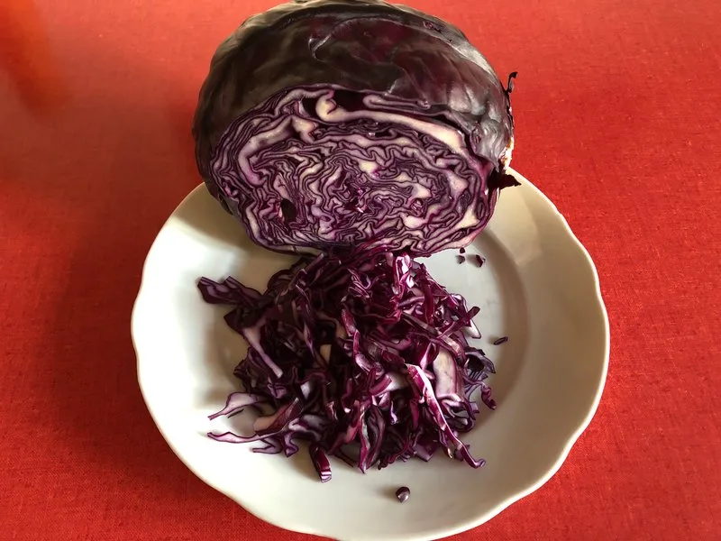 26dcf08b71a584576123f7abc0dc8fb6c0a525cc Rotkraut wechselt beim Kochen seine Farbe zu Blau. (Bild Esther Thalmann)