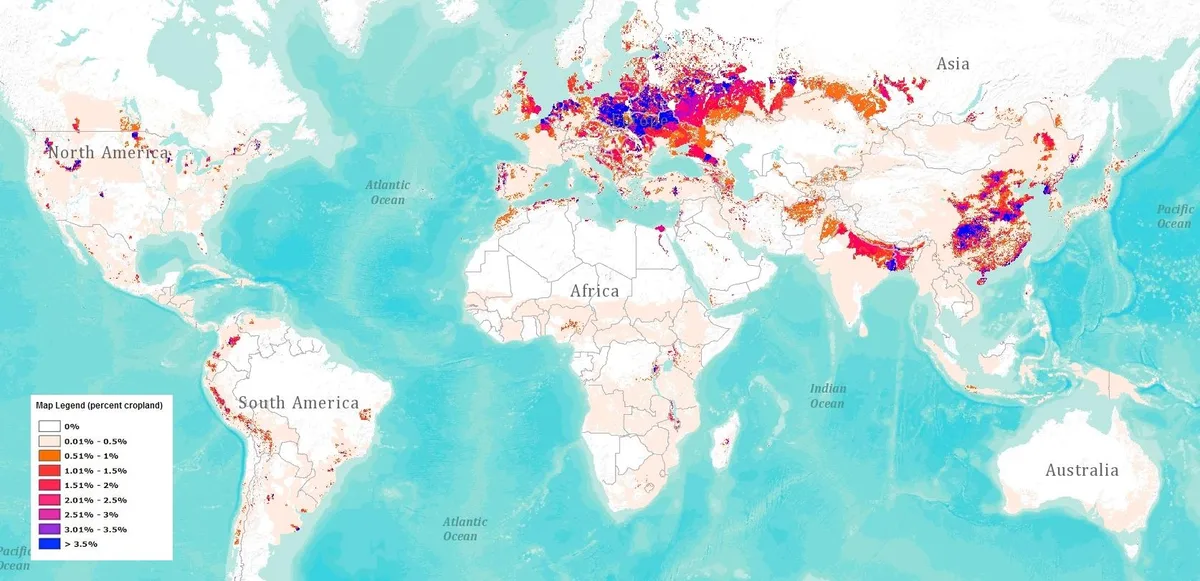 dc4da9afd144a9f75623efa5e1cdfcb8 Die Karte zeigt Flächen und Anteil in Prozent für den Anbau von Kartoffeln. (Bild ArcGIS)