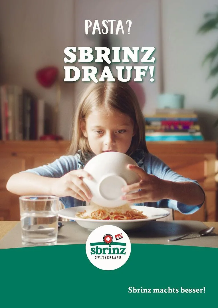74eb2d70b7165d9284bbc223cc9b73ebe5d0749d9e6563d550a368e3b2b930e3 «Sbrinz drauf!» heisst die neue Werbekampagne. Denn Reibkäse aus Sbrinz sei im Inland sehr gefragt.