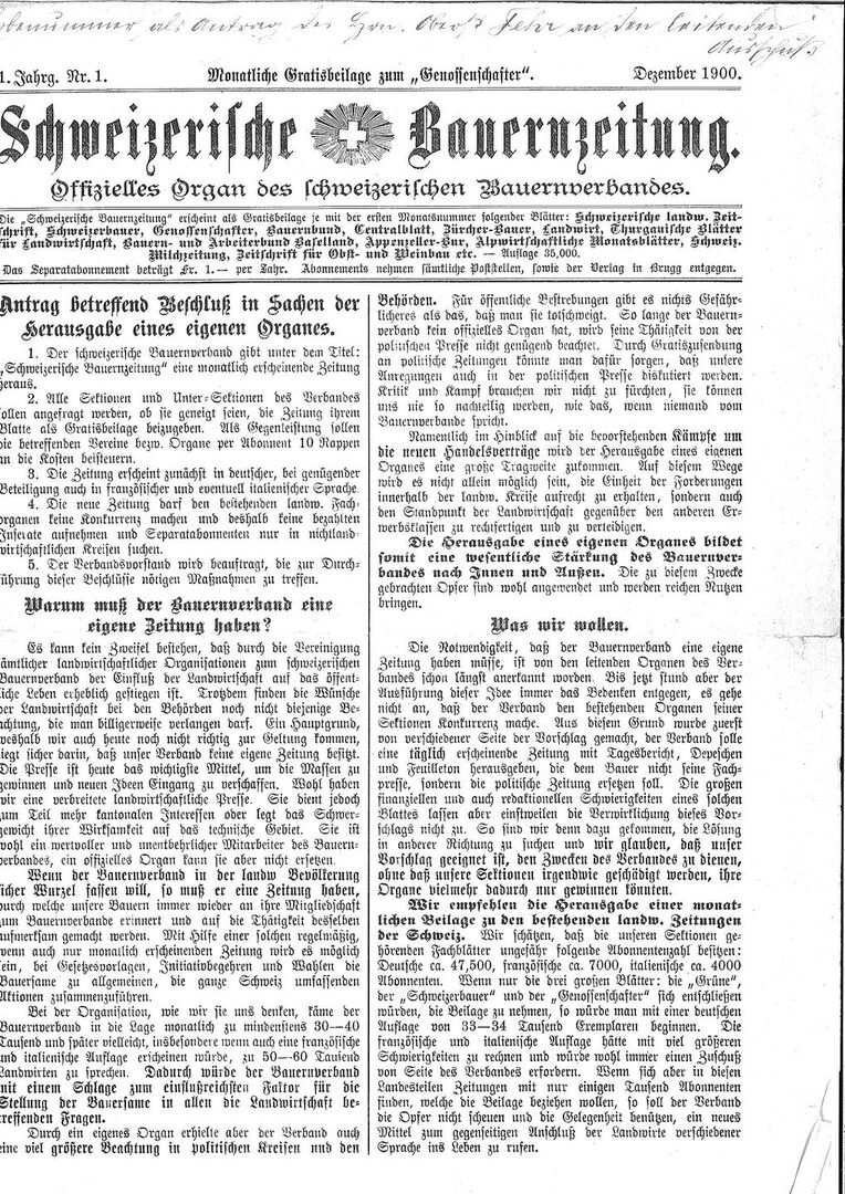 Auch die BauernZeitung hat eine Geschichte – ein Blick zurück