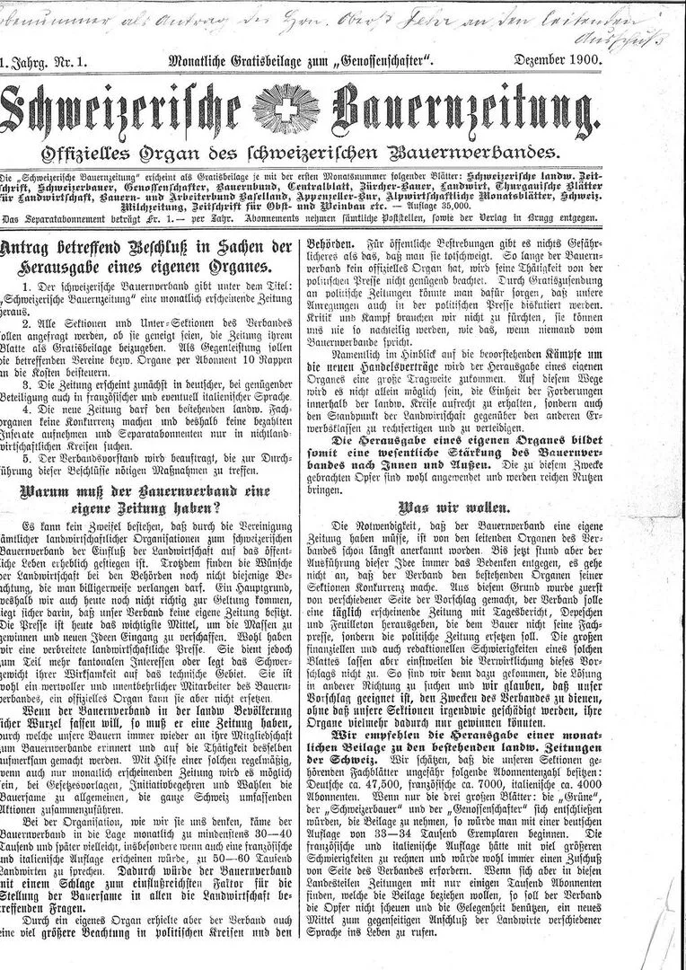 0d0ff9e1ed92cf5e7dcaab2a75af0ec56e3ca6f46ea63270d0cfe5b69c71cabe Auch die BauernZeitung hat eine Geschichte – ein Blick zurück
