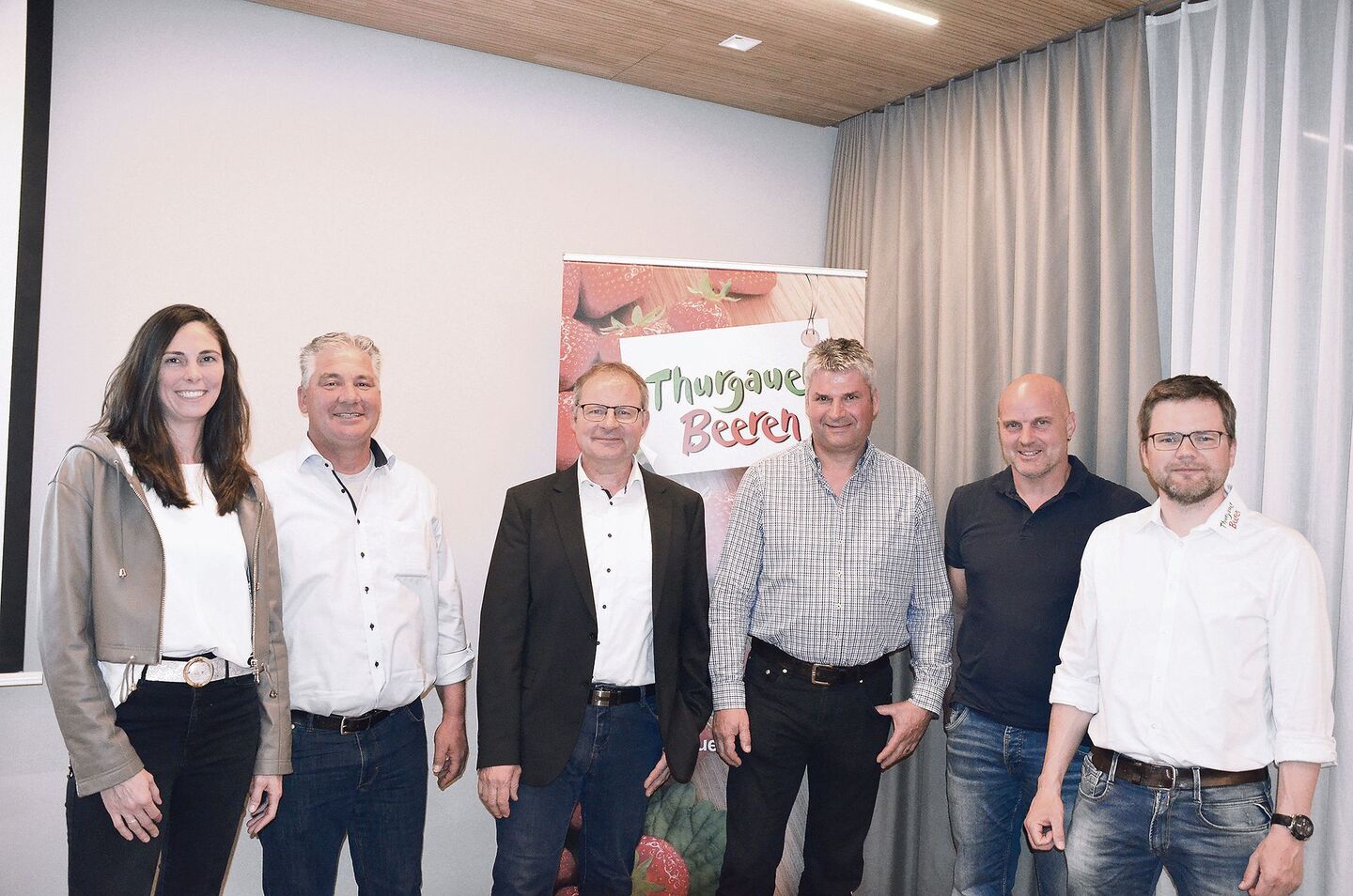 Der Vorstand der Vereinigung Thurgauer Beerenpflanzer (v. l. n. r): Melanie Knup, Urs Wehrle, Präsident Philipp Engel, Martin Egger, Andreas Eberle und Matthias Müller.