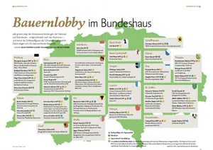 Schweizer Bauernlobby in Nationalrat und Ständerat, aufgeschlüsselt nach Kantonen. (Infografik: «die grüne» / Jürg Vollmer und Nicole Geiser)