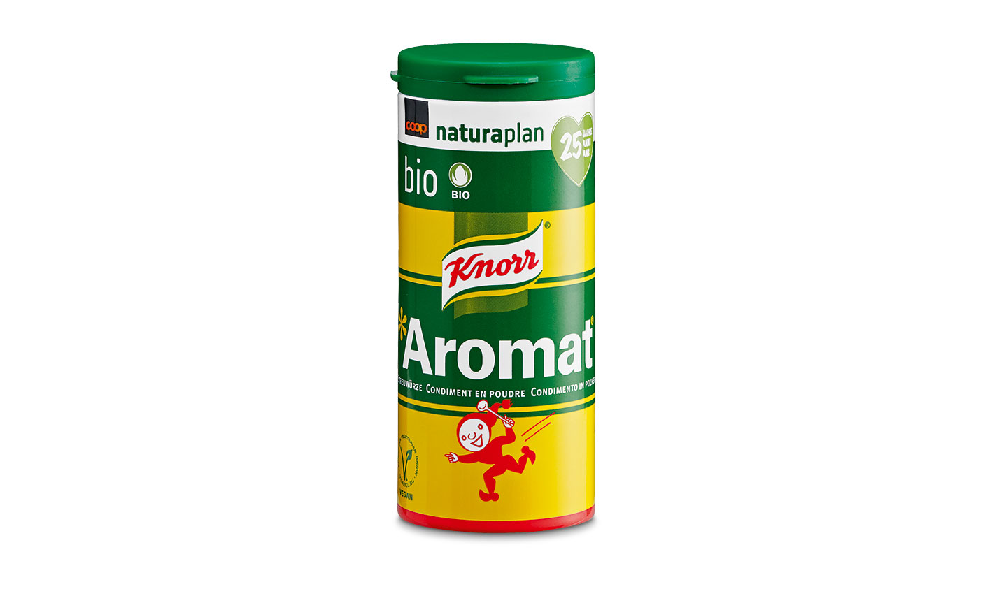 Die Aromat-Streudose kennt quasi jeder: So sieht die neue Bio-Variante aus. (Bilder Coop)