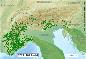 Im Vergleich zu Frankreich oder Italien hat es in der Schweiz noch relativ wenig Wolfsrudel. Nach Angaben der GWS sind es hierzulande 16, wovon 7 grenzüberschreitend mit den Nachbarländern leben.