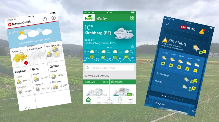 17e62bc1ded0b23d24563d40dbeb8ad90e5aa6e5 Verschiedene Wetterapps nutzen einen Berg von Daten und eigene Berechnungen für ihre Prognosen. Ausserdem unterscheiden sie sich stark darin, wie sie Informationen darstellen. (Bilder jsc)